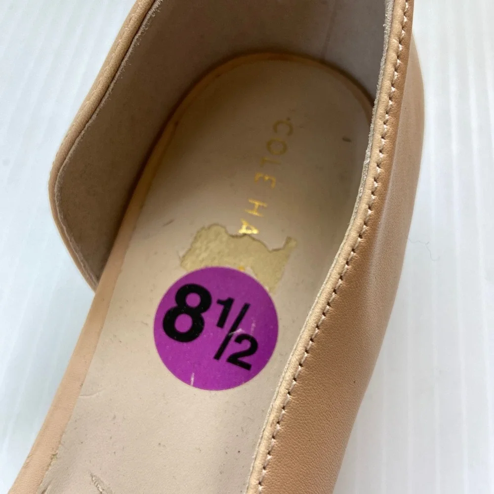 Cole Haan Bambra Skimmer II Nude Tan Leather D'Orsay Pointed Toe Flats Women 8.5